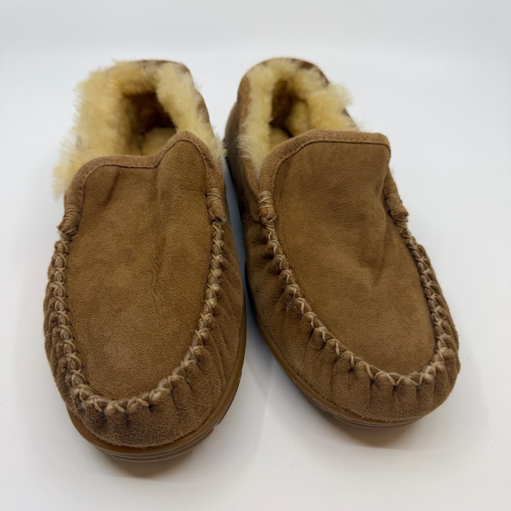 L.L.Bean Wicked Good Moccasin Slippers Women’s 9 Shearling Lined Suede Brown